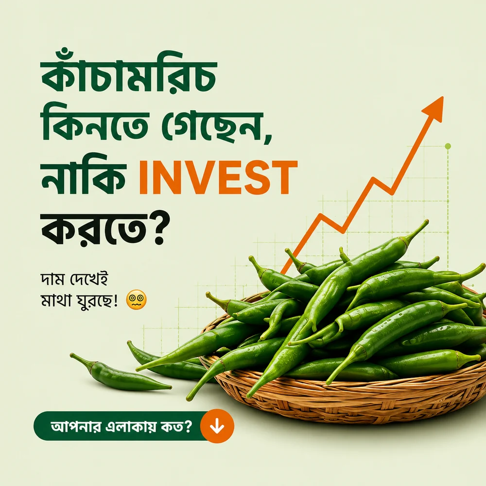 BazarDor social post about the price of green chillies
