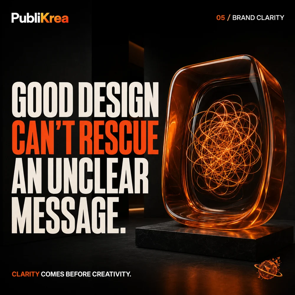PubliKrea campaign post: good design cannot rescue an unclear message